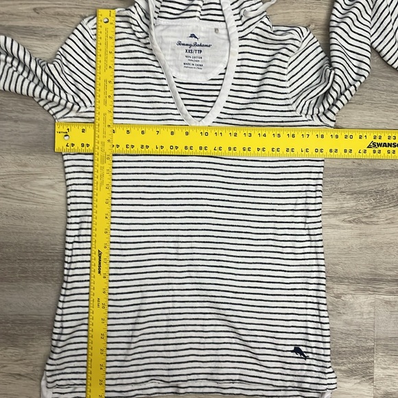 Tommy Bahama White & Navy Blue Striped Pullover Women's Sweater Hoodie Size XXS - Picture 15 of 16
